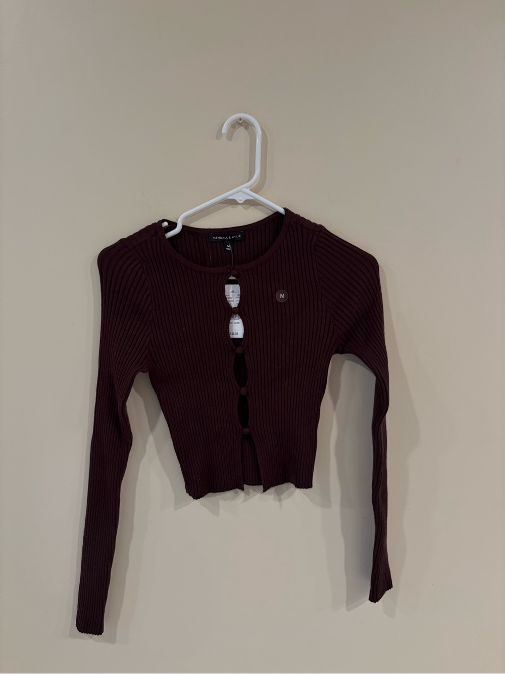 Kendall & Kylie Ribbed Cropped Cardigan in Brown 🐻🤎🍂